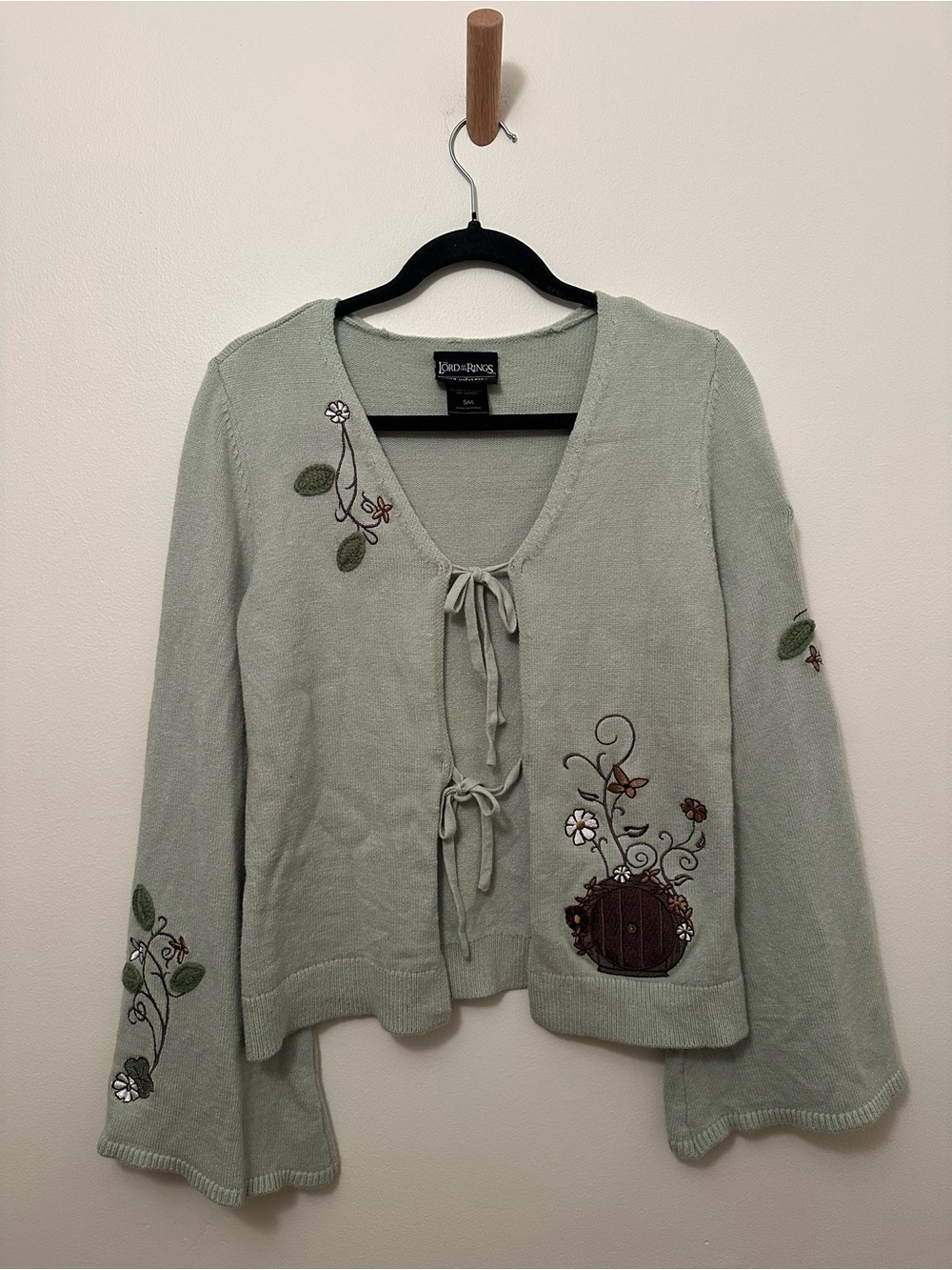 Her Universe The Lord Of The Rings Shire Tie-Front Bell Sleeves Sage Cardigan - Picture 1 of 7